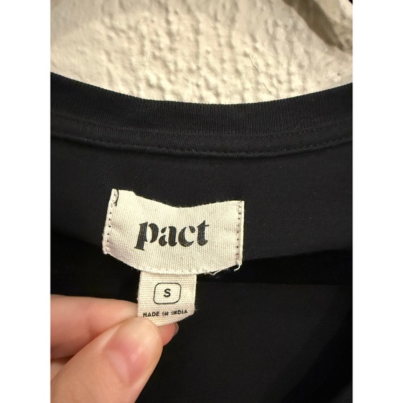 Pact Black Organic Cotton V Neck Short Sleeve Basic Tee Top Women's Size S - Picture 3 of 3